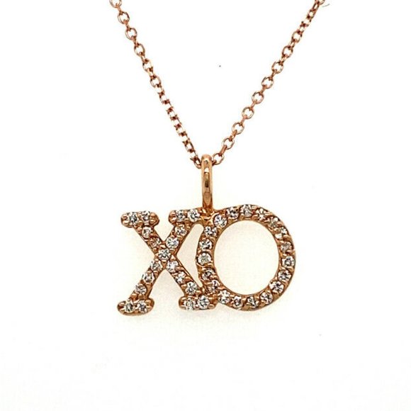 0.20 Carat Natural Diamond XO Necklace Pendant 14K